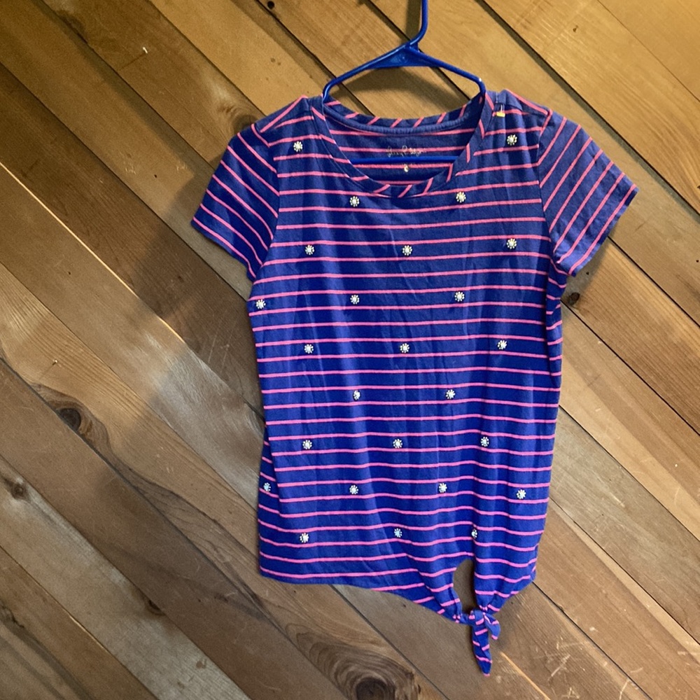 Lilly Pulitzer Purple Striped Short Sleeve Top Women Small